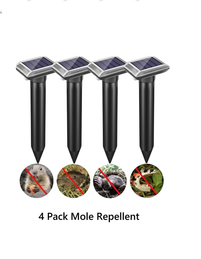 4 Pack Mole Repellent, Ultrasonic Mole Repellent Solar Powered