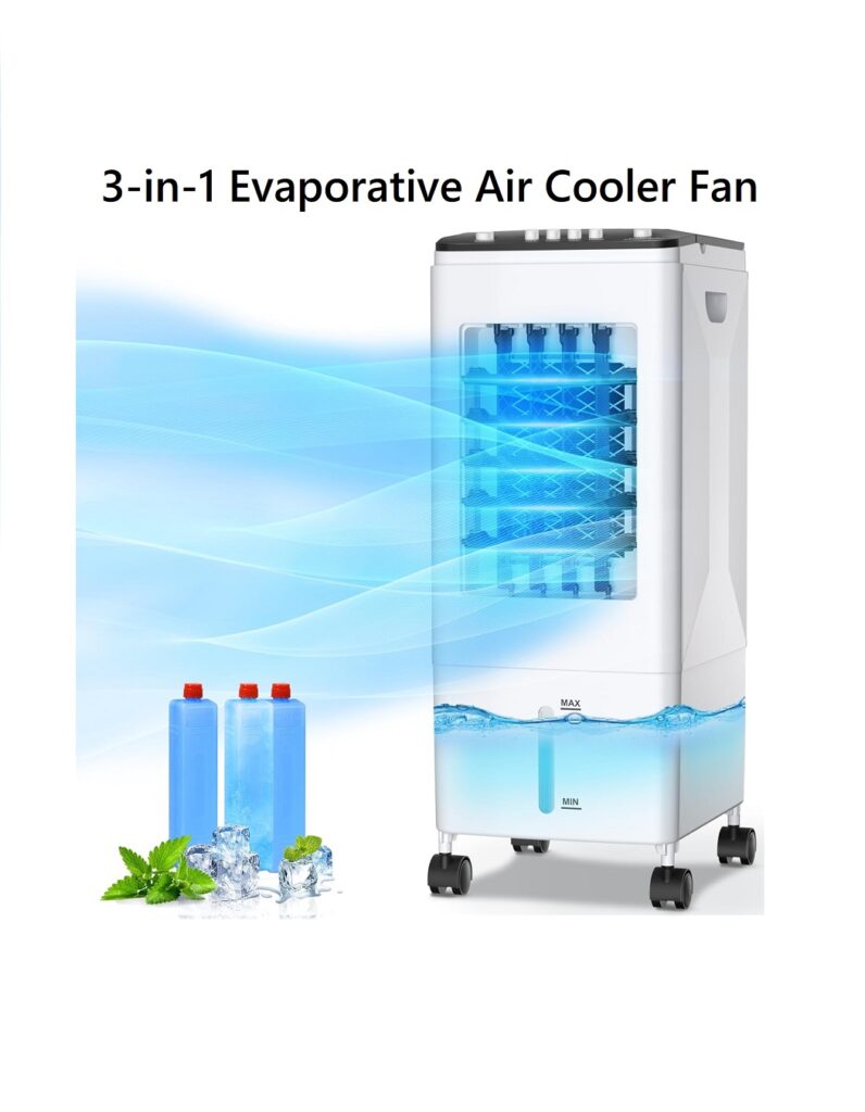 Portable Air Cooler Fan, 3-in-1 Evaporative Cooling with 6L Tank