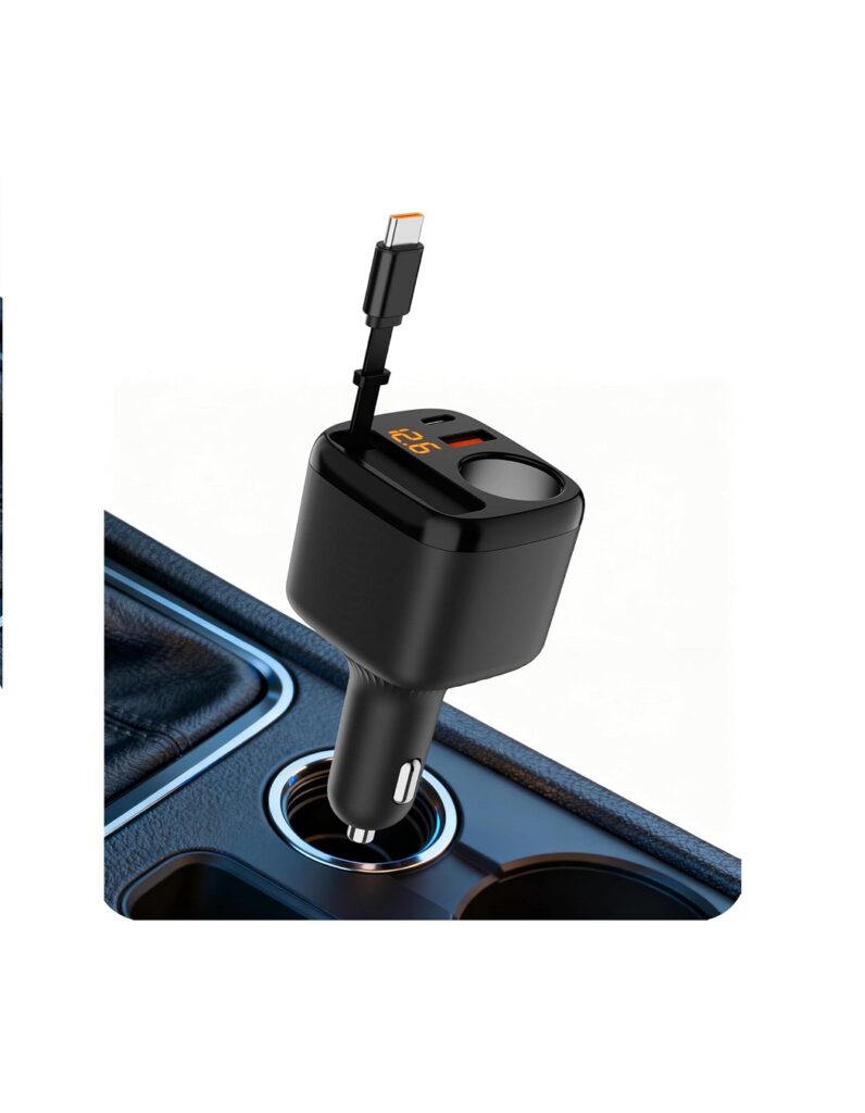 Retractable Car Charger 3-in-1, 78W
