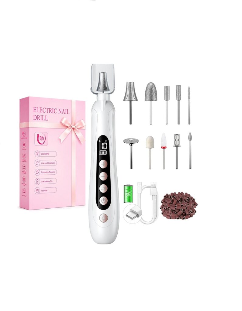 Cordless Nail Drill, Electric Nail File with Nail Lamp