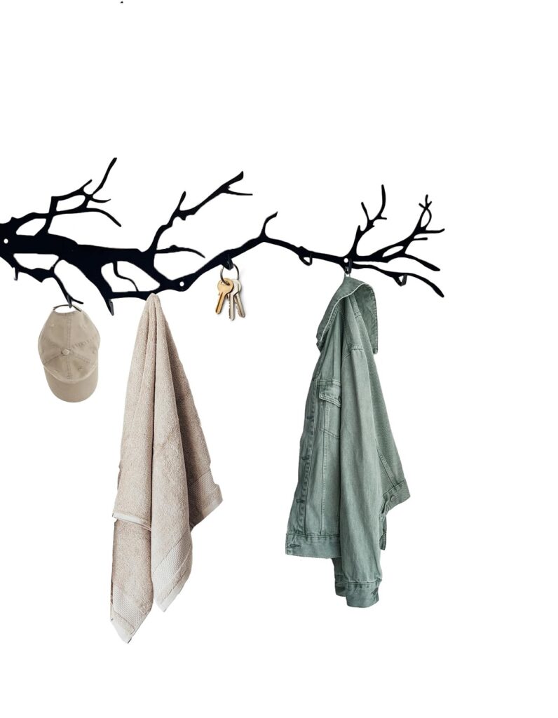Wall-Mounted Coat Rack Hooks, Coloured Metal, 6 Hooks, Home Decorative