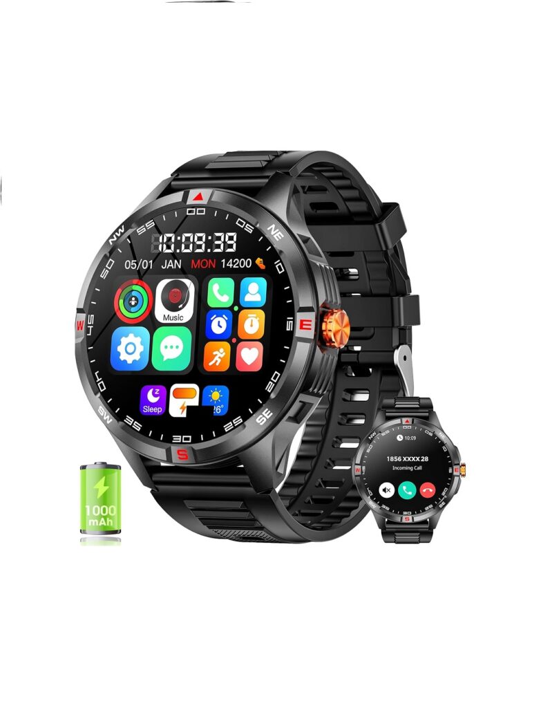 Military Smart Watches for Men with 1000 mAh Battery 1.46″ HD