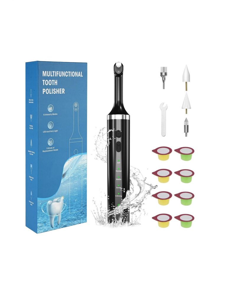 Tooth Polisher, Plaque Remover for Teeth with 5 Brush Heads