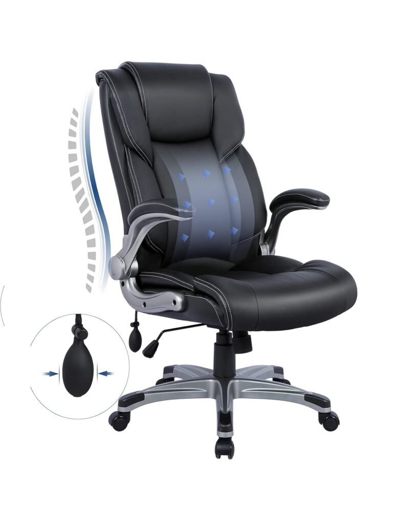 High Back Executive Office Chair with Padded Flip-up Arms