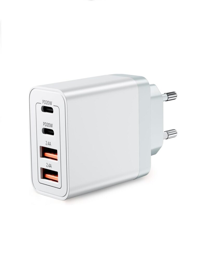 UK USB C Plug, 40W 4-Port Fast Charger Plug