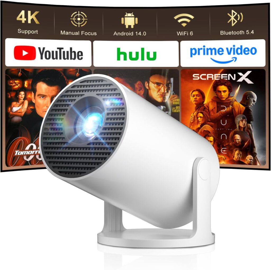  Projector,Android 14 Built-in Apps,1080P Support
