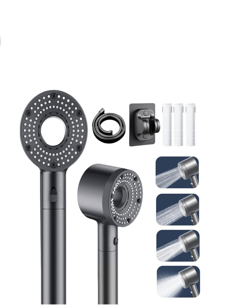 High Pressure Filter Shower Head and Hose Set, 5 Spray Modes